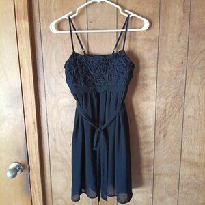 Forever 21 Twenty One Black Rosette Floral Spaghetti Strap Chiffon Dress Size S